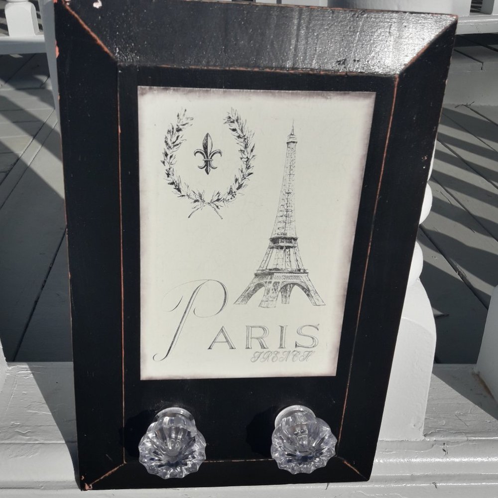 Crystal Door Knob Coat Rack Eiffel Tower Paris Theme Wall Hanging Hooks Jewelry - Picture 1 of 12